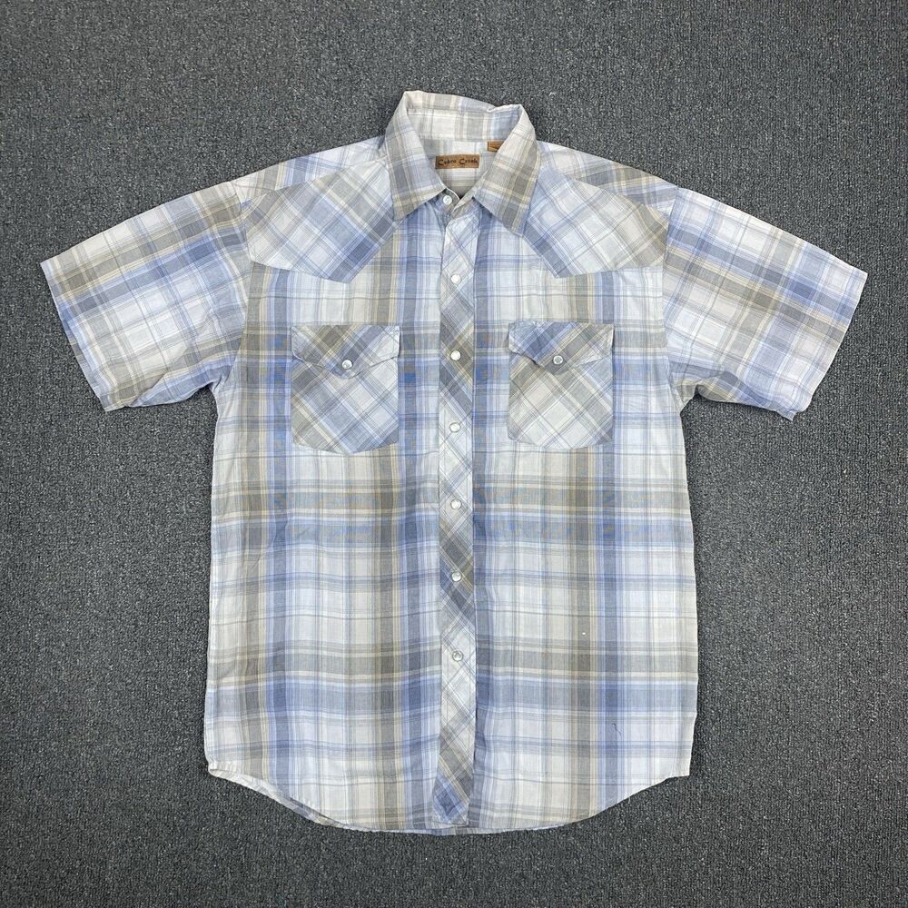 Cobra Creek Shirt Mens Western Plaid Pearl Snaps Short Sleeve Cowboy Size Medium